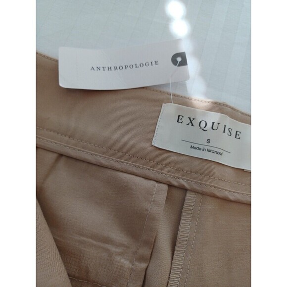 Anthropologie Exquise NWT high rise rolled hem pleated chino pants S minimalist - Picture 7 of 15